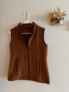 Women's Burnt Orange Handmade Zip-Front Fleece Vest